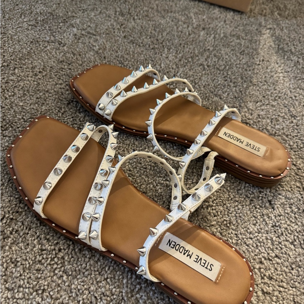 Steve Madden White Studded Sandals